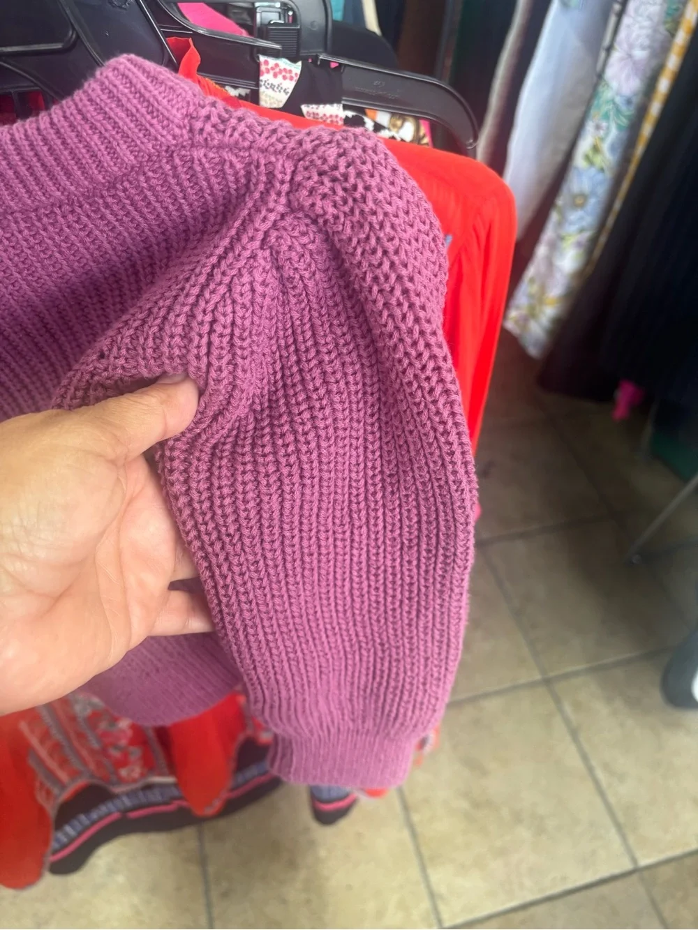 GAP Rib-Knit Crew Sweater in Dusty Rose